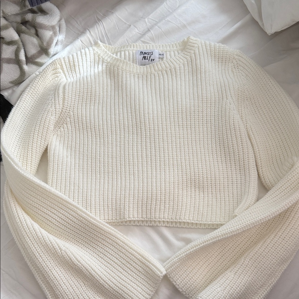 Princess Polly Women's White crop Sweater
